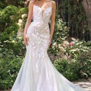 Off white new long strapless wedding dress.Mermaid bridal gown